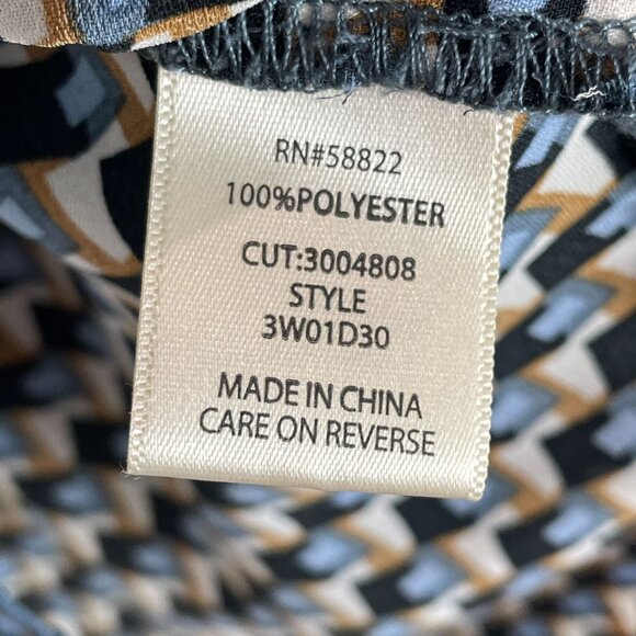 Max Studio Womens Plus 2X Geometric Button Up Blouse Long Sleeve Shirt Top - Picture 4 of 10